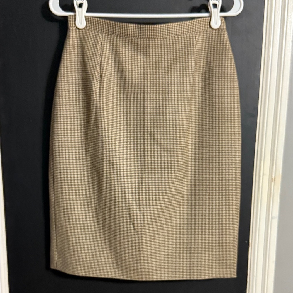 Laura Ashley Vintage 90s Y2K Pure New Wool Herringbone Pencil Skirt Size: US 8